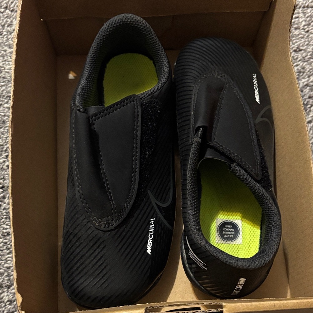 Nike Black & Neon Green Youth Mercurial Soccer Shoes